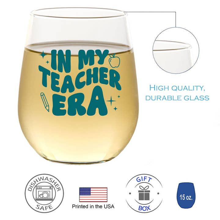 Cedar Crate Market - Wholesale Wine Glass - In My Teacher Era Wine Glass