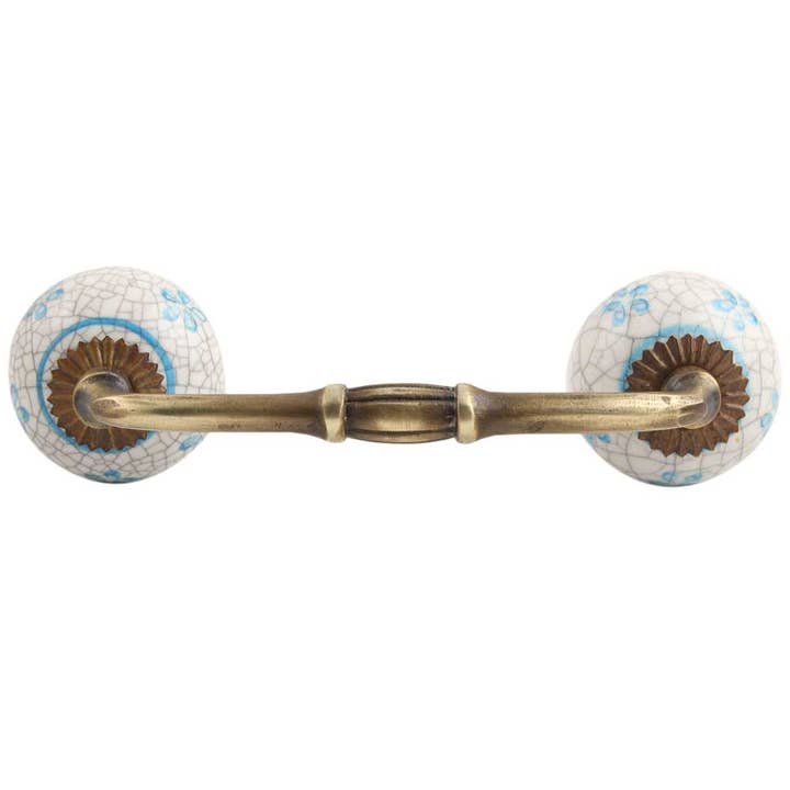 Ensemble de poignées de porte avant en céramique florale antique de 4 pièces pour la vente par Daana Paani LLC