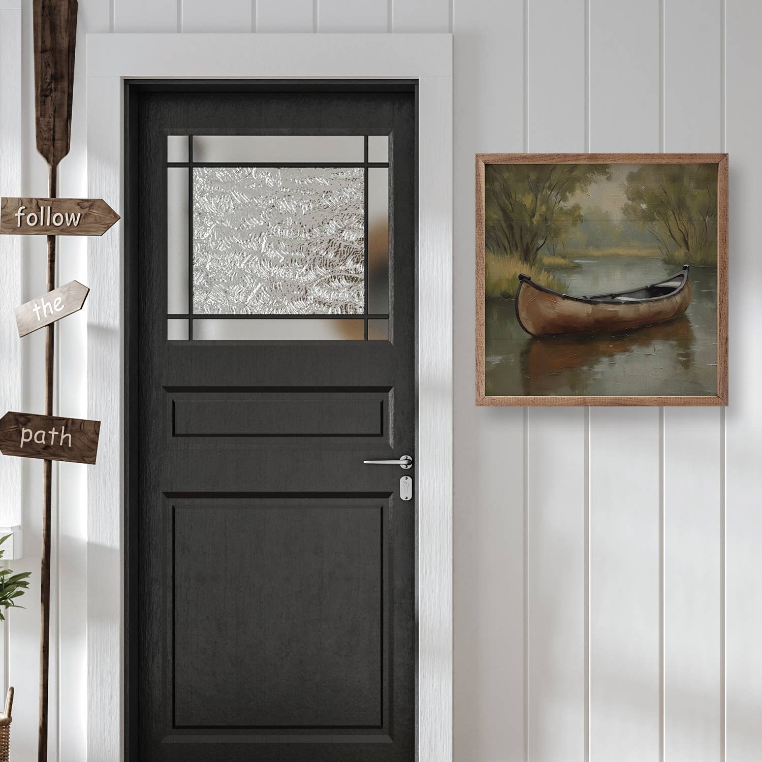 Kendrick Home - Wholesale Wood Wall Art - Old Canoe On Lake2