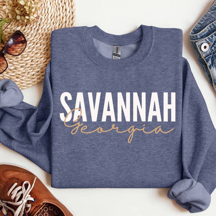 Felpa a girocollo City/State personalizzata crema e beige a strati per la vendita all'ingrosso da parte di Southern Girl Supply Co