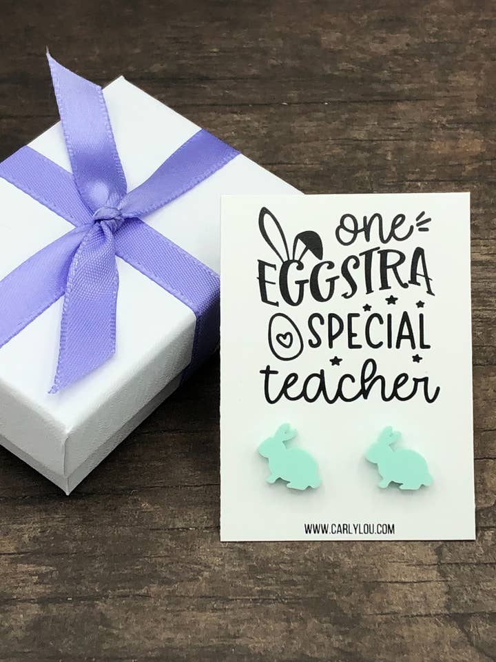 "One Eggstra Special Teacher" Easter Earrings for wholesale by Carly Lou