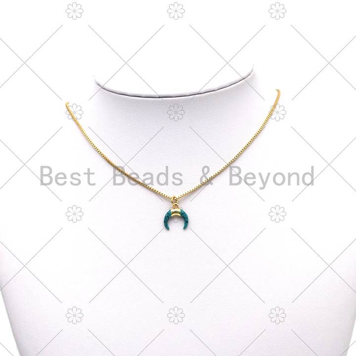 BestBeads&Beyond - Wholesale Individual Charm/Pendant - Blue/White OX Horn Pendant, Horn Charm, Sku#Y5973