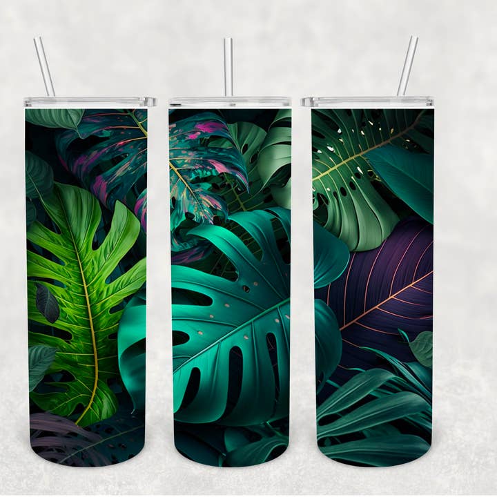 Tropical Plant Leaves Tumbler for wholesale by The Potted Oasis