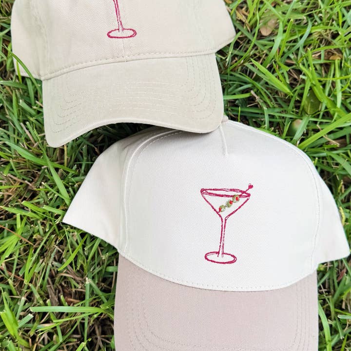 La Fête Goods - Wholesale Baseball Cap - Women's - Martini Hand Drawn Embroidered Hat1