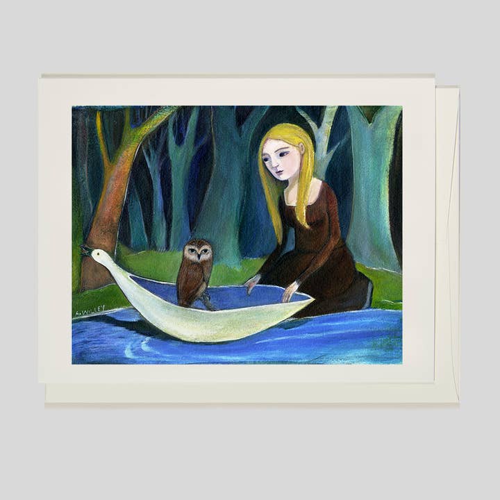 ANN WILLEY ARTS - Vente Carte de vœux classique - Carte de vœux, Hibou, Forêt, Bois, Le Visiteur1