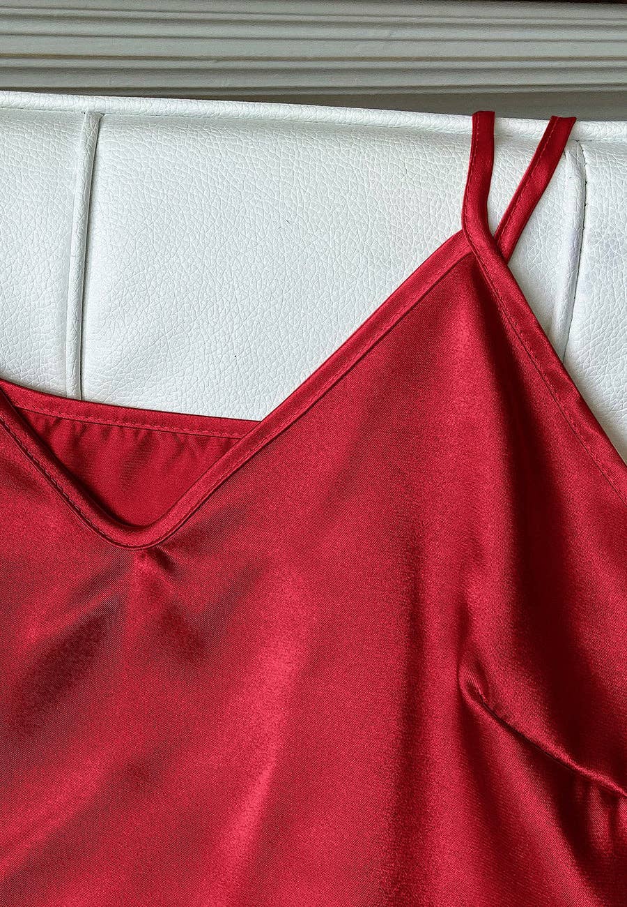 Anna Kaci Wholesale - Wholesale Lounge Set - Women's - Satin Tank and Ruffle Hem Shorts30