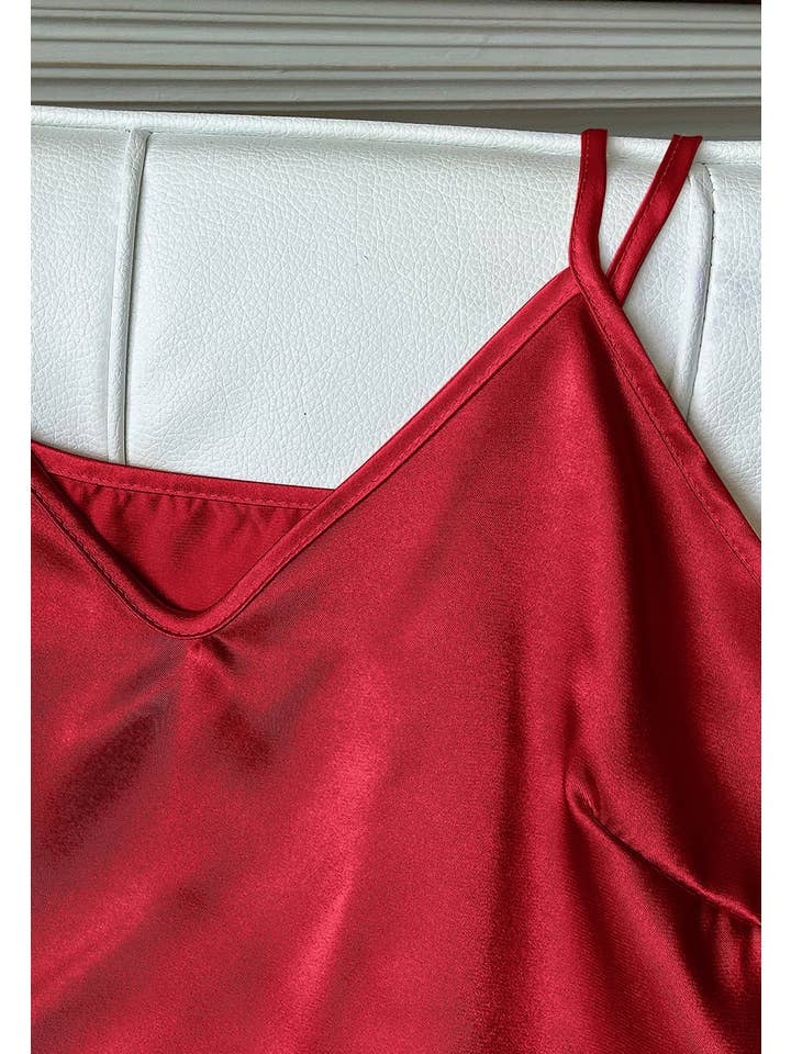 Anna Kaci Wholesale - Wholesale Lounge Set - Women's - Satin Tank and Ruffle Hem Shorts30