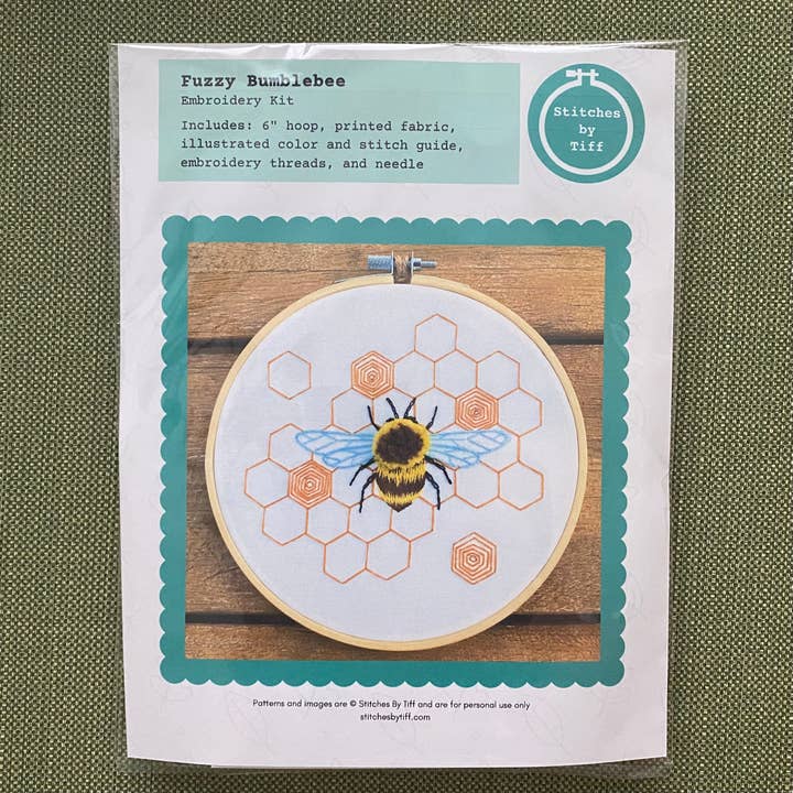 Stitches By Tiff - Wholesale Embroidery/Cross Stitch Supplies - Fuzzy Bumblebee Craft DIY Embroidery Kit1