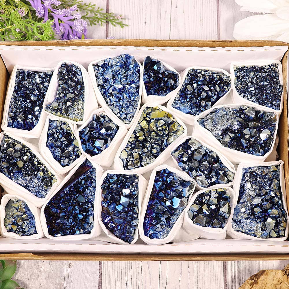 Natures Artifacts Inc - Wholesale Spiritual Stone/Crystal - Titanium Blue Amethyst Clusters Flat1
