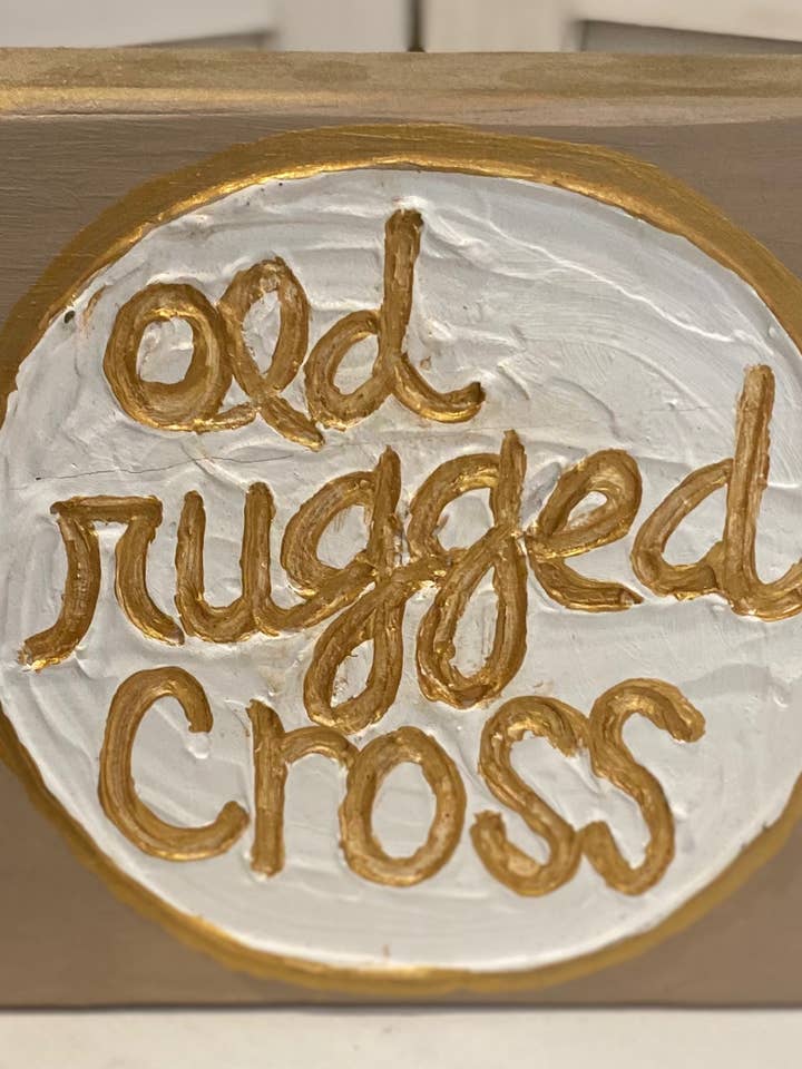 Medalhão Bloco de Madeira Velha Cruz Robusta 6x8 por atacado de Loftin Design Co