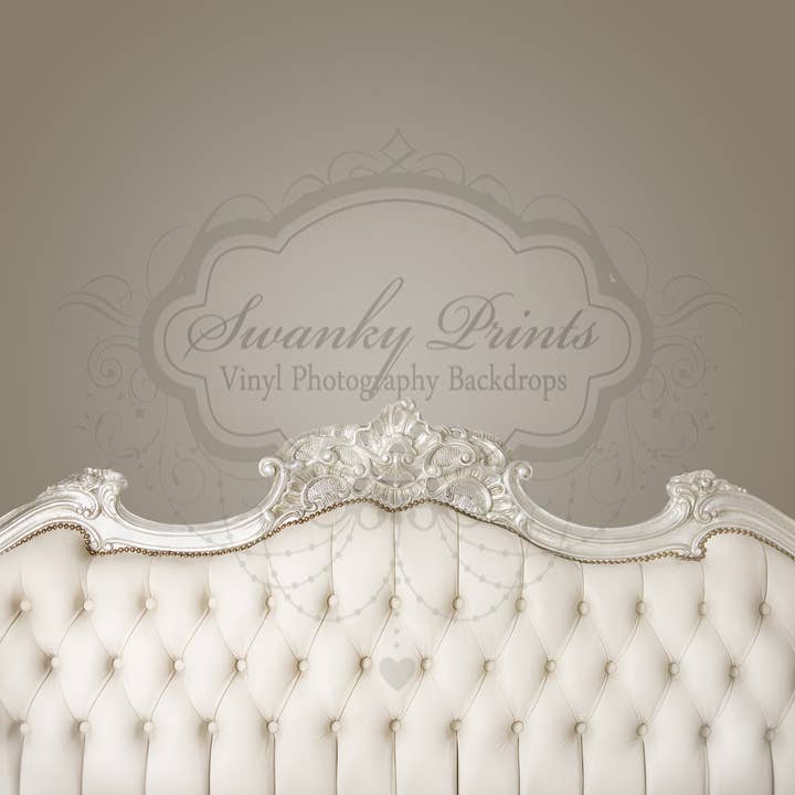 4ft x 4ft vinyl fotografie achtergrond/getuft wit bed voor wholesale door Swanky Prints