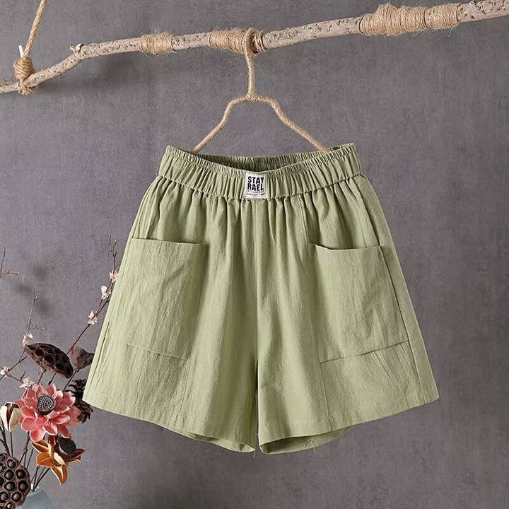 UZ Wholesale Store - Wholesale Pants - Women's - Cotton Elastic Waist Wide Leg Capri Pants