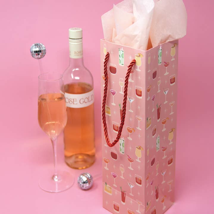 Unblushing - Wholesale Gift Bag - Summer Party Bachelorette Cocktail Wine Bag - Coated Paper