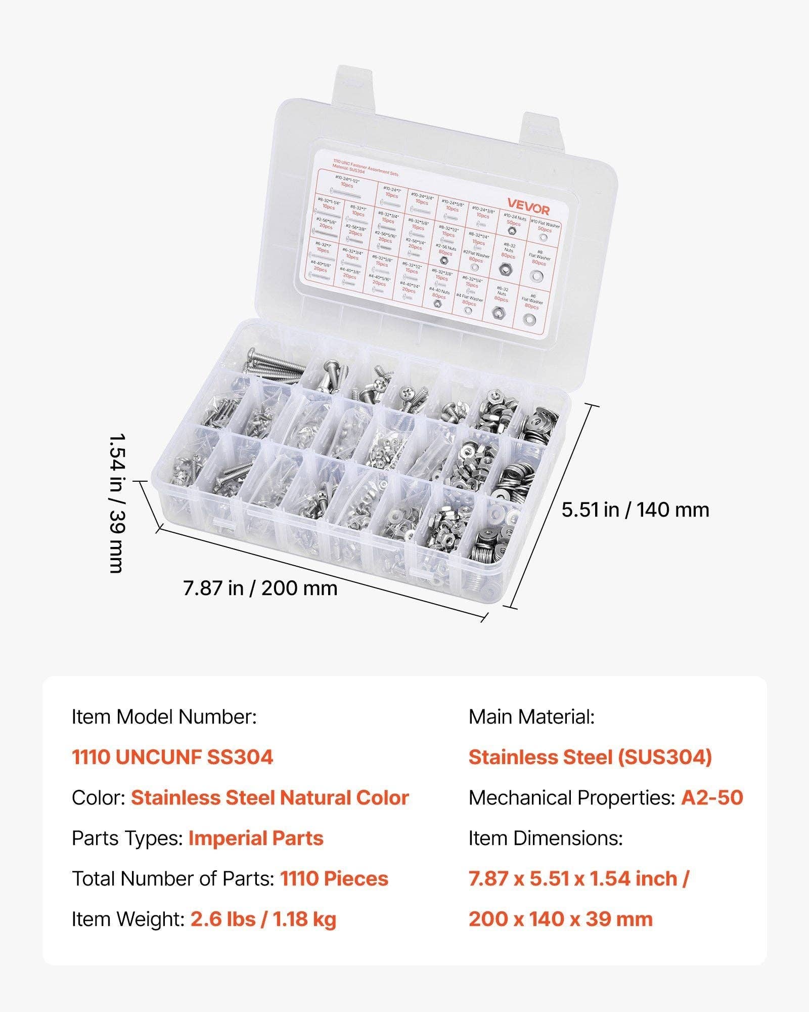 Naomi's Happy Place Shop - Wholesale Craft Tool - 1110 Pcs Bolts Nuts Assortment Kit Imperial Stainless Steel for Furniture6