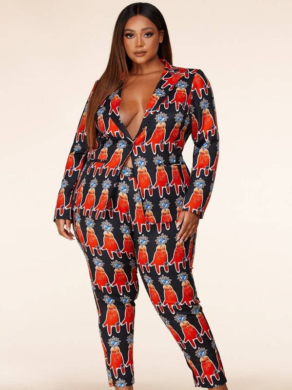 Plus-Size Olivia's Luxury Gloves Blazer Pant Set Suit for wholesale by The Steven Wick Company