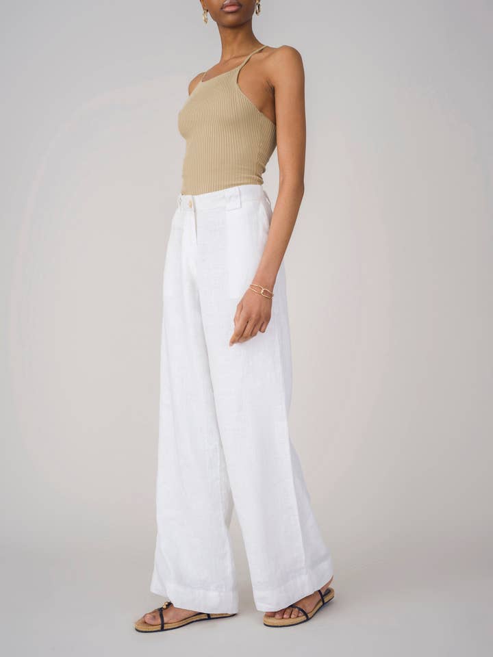 White Jhala Linen Pants for wholesale on Faire3