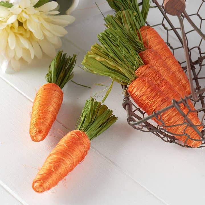 Factory Direct Craft - Wholesale Decorative Tabletop Object - Raffia Wrapped Faux Carrots (Bag of 6) -Select Size
