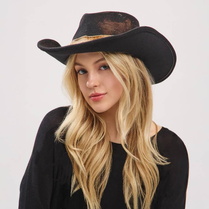 Hana - Wholesale Cowboy Hat - Women's - Rustic Cowgirl with Feather Fedora Hat4