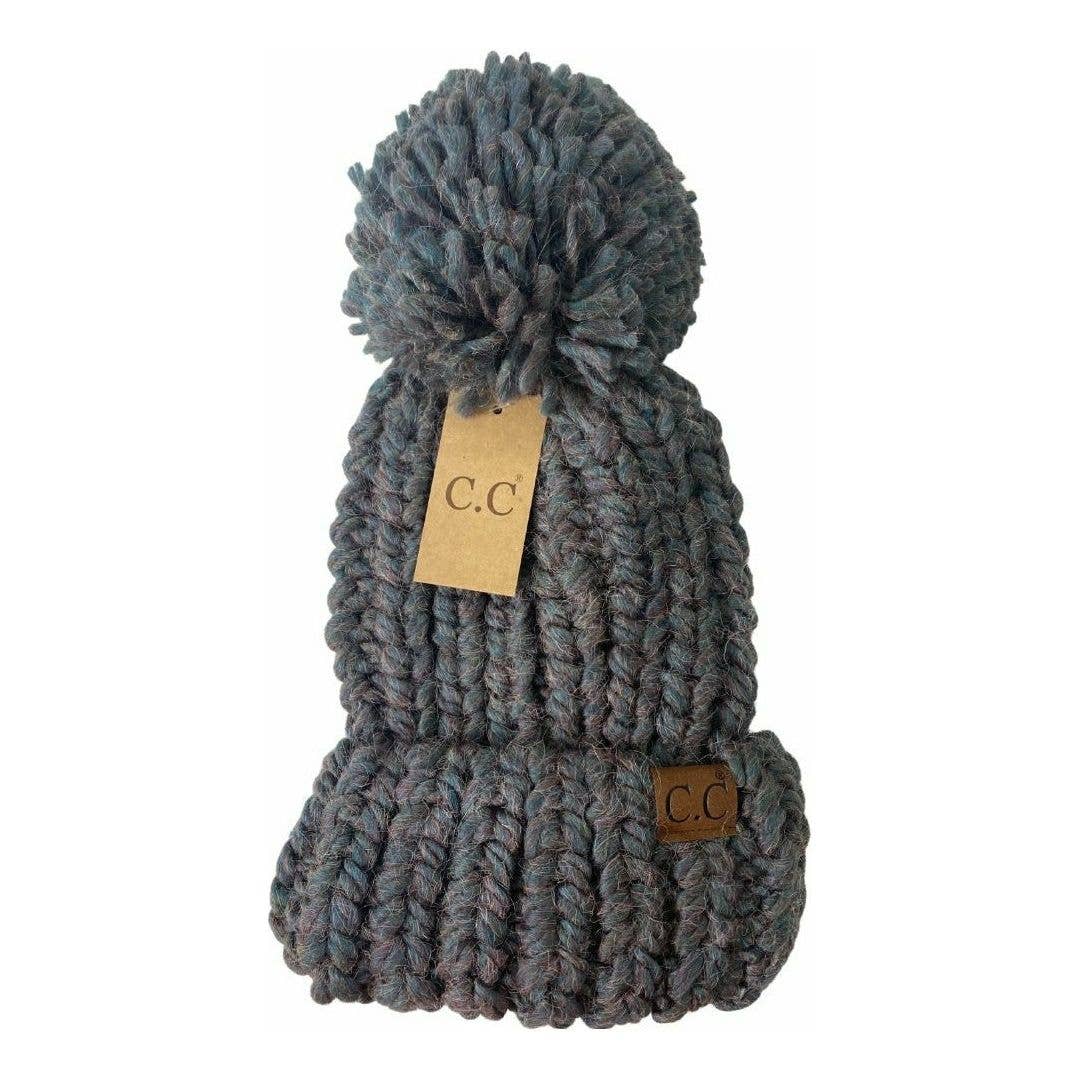 C.C Beanie - Wholesale Beanie - Women's - Chunky Knit Yarn Pom C.C Beanie HAT20852