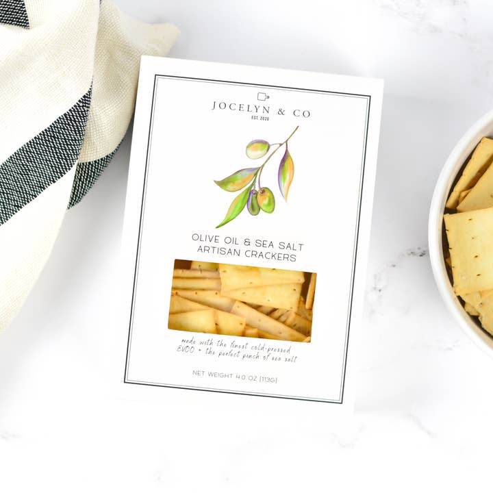 Biscuits à l'huile d'olive et au sel marin pour la vente par Jocelyn & Co