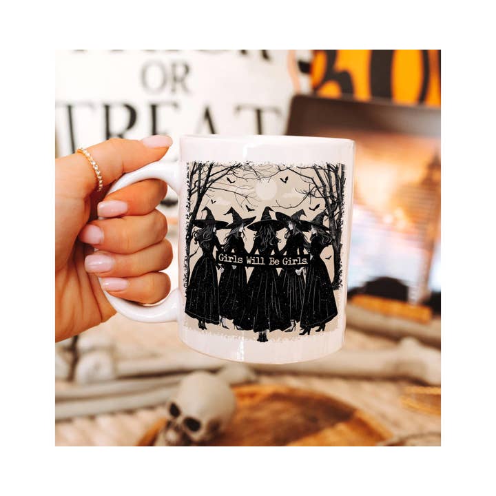 NVC Ecommerce LLC - Wholesale Coffee Mug - Girls Will Be Girls Witchy Halloween Mug, Feminist Halloween