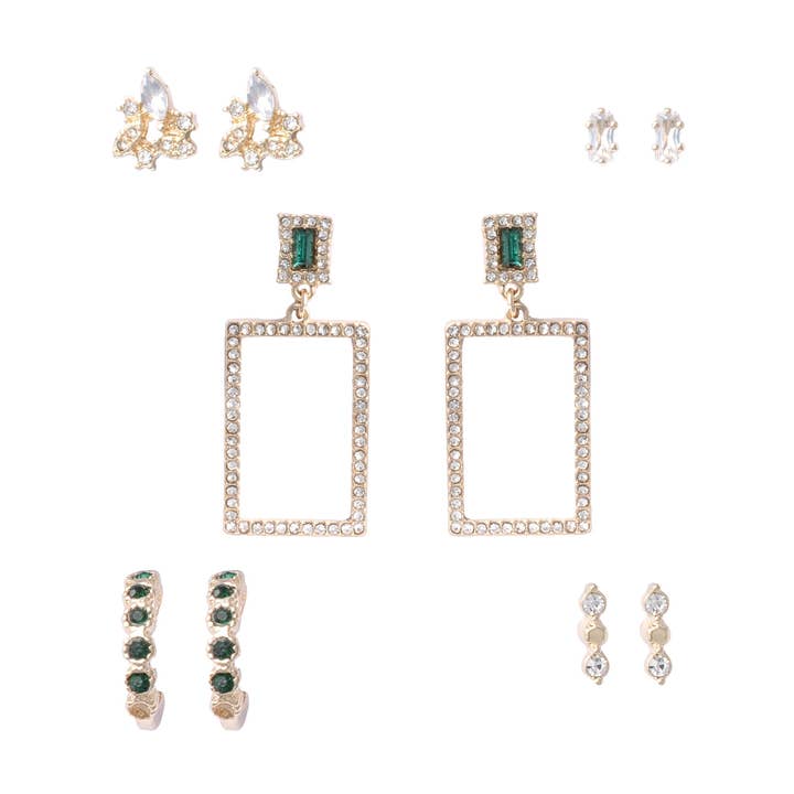 Rectangle Pave Drop Earring Set for wholesale by Kevia