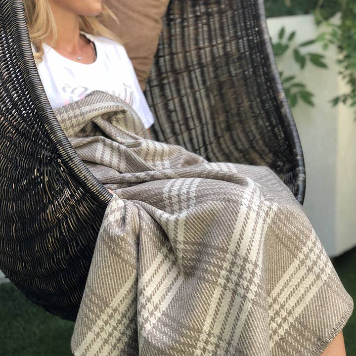 Bottoli - Wholesale Throw Blanket - Plaid Maxi NATURALE - Cashmere Wool - PRINCE OF WALES2