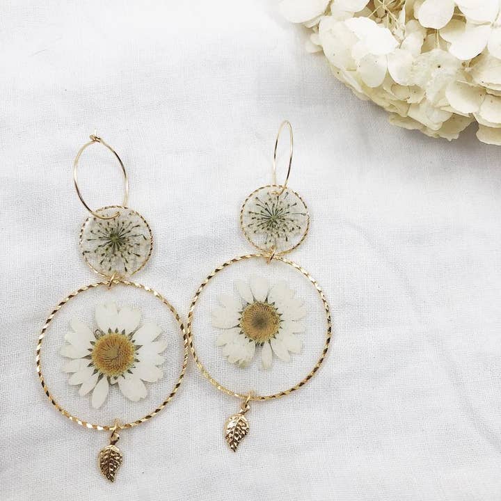 Catherine - Gold Daisy Dangles for wholesale by Grab Bag Botany