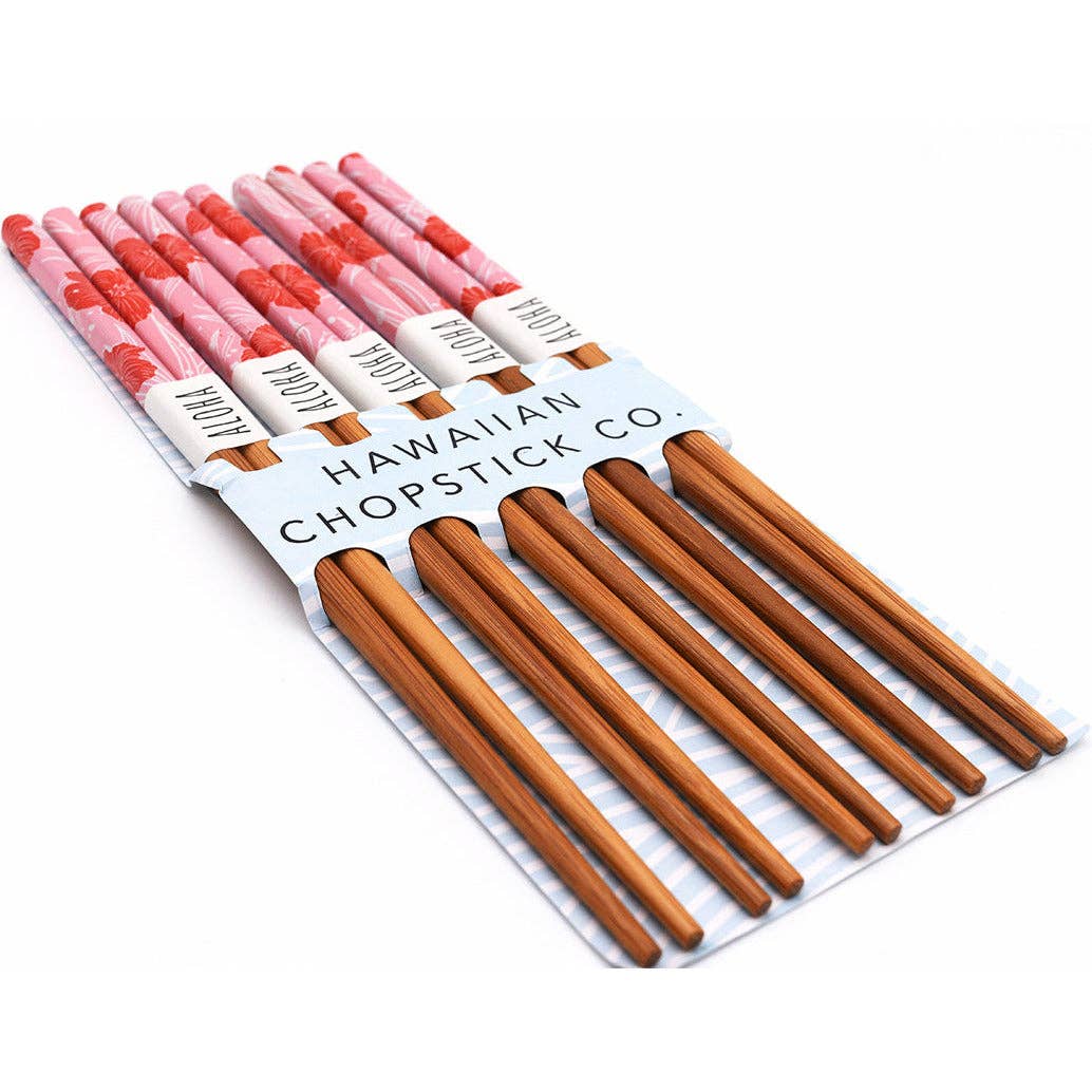 "Salmon Hibiscus" Reusable Bamboo Chopsticks for wholesale on Faire3