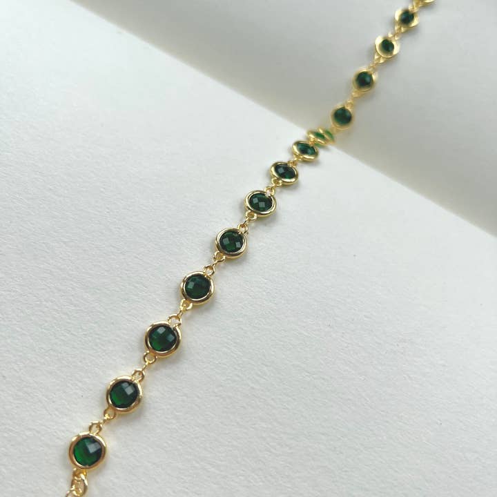 14k Gold Filled Emerald Anklet for wholesale by Rossie Jewellery