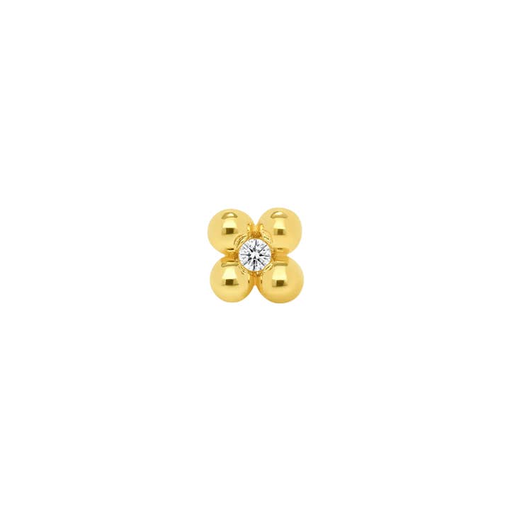 Piercing-zone - Wholesale Single Earring - Four Beads With Gem – 14K/18K Gold Threadless End
