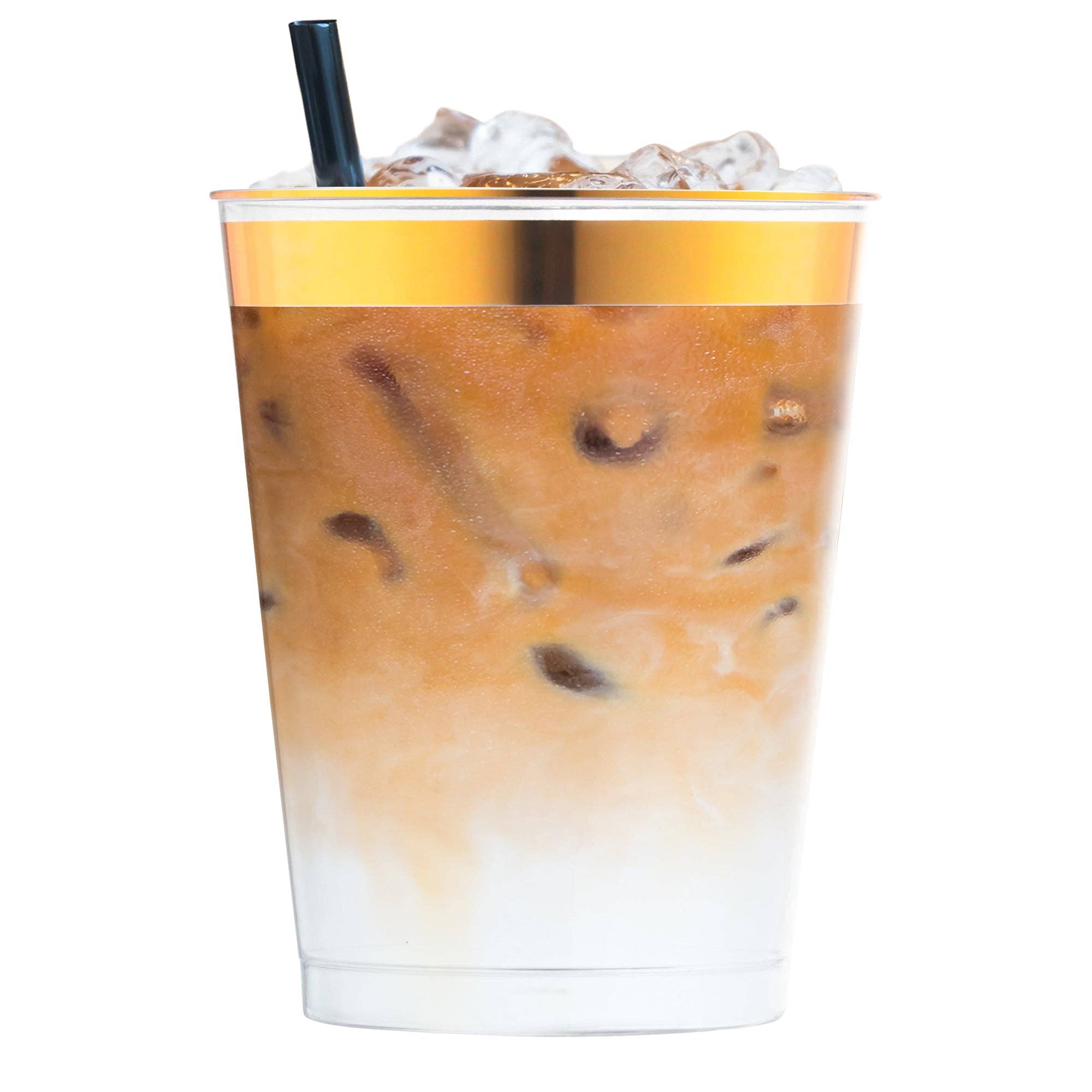 Smarty had a Party - Vendita all'ingrosso Tazze monouso - 10 oz. Bicchieri rotondi trasparenti con bordo dorato metallico - 14 pz2