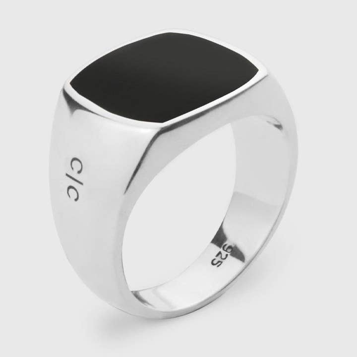 Crés-cere Rings - Wholesale Jewelry - Men's - Sydney - 925 Sterling Silver Ring with Black Onyx - Men0