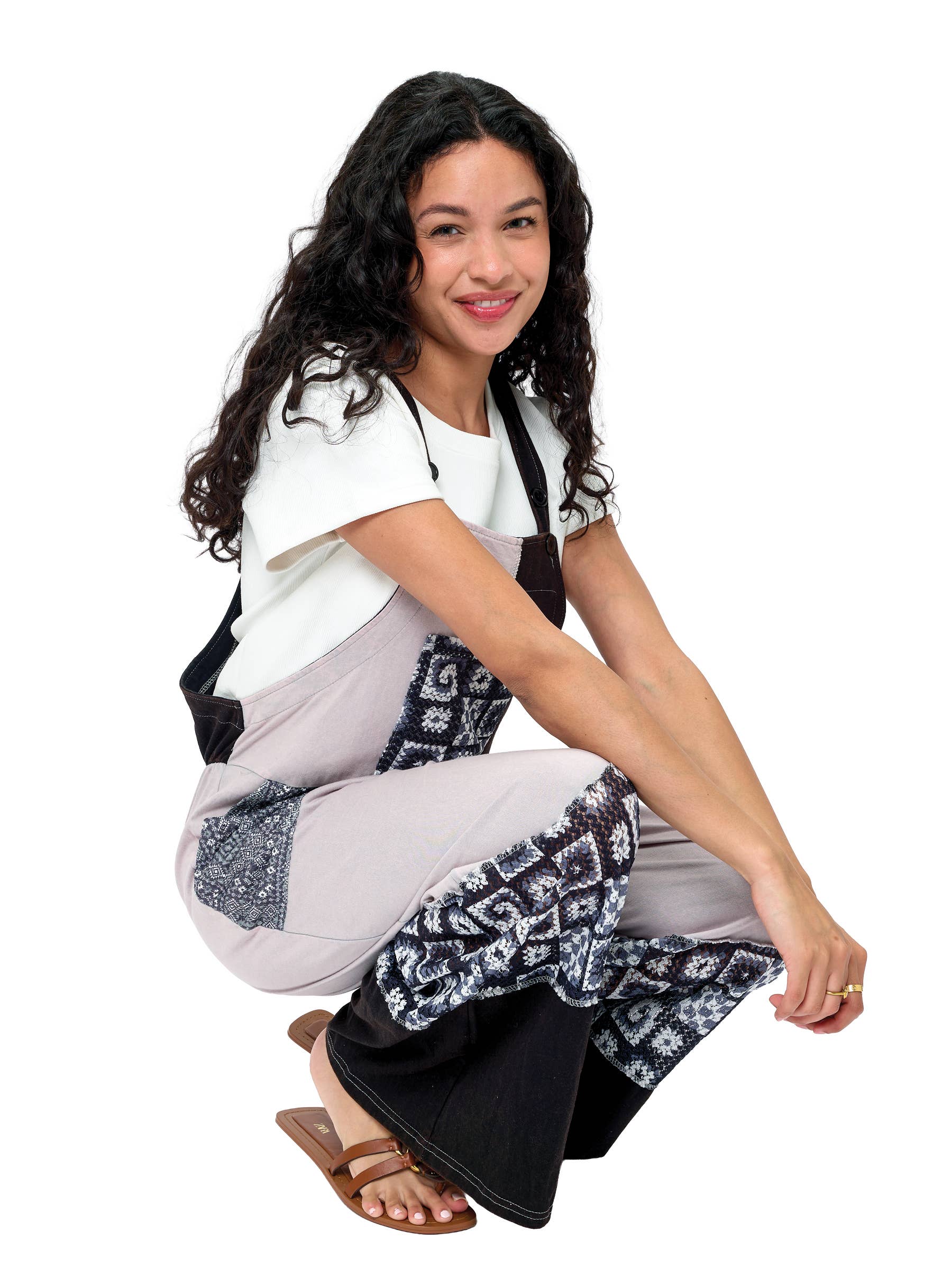 Yak & Yeti - Vendita all'ingrosso Salopette - Donna - Complessivo Boho a Blocchi di Colore con Applicazione in Pizzo4