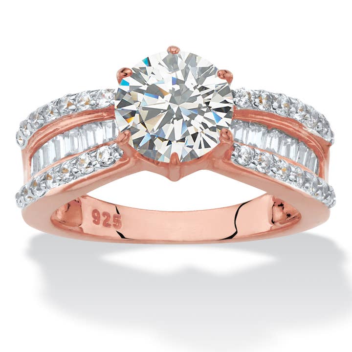 Cubic Zirconia Ring 2.88 TCW 18k Rose Gold-Plated Silver for wholesale by PalmBeach Jewelry