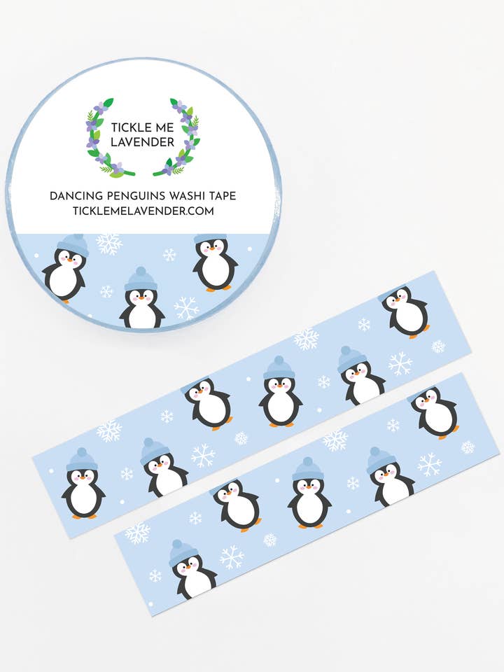 Ruban adhésif Washi pour Noël, Penguin Holiday pour la vente par Tickle Me Lavender