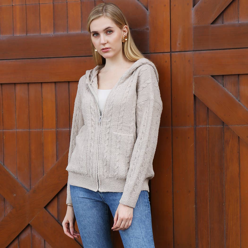 Fashion City - Vendita all'ingrosso Felpa con cappuccio - Donna - Felpa calda con cerniera monocolore tinta unita32