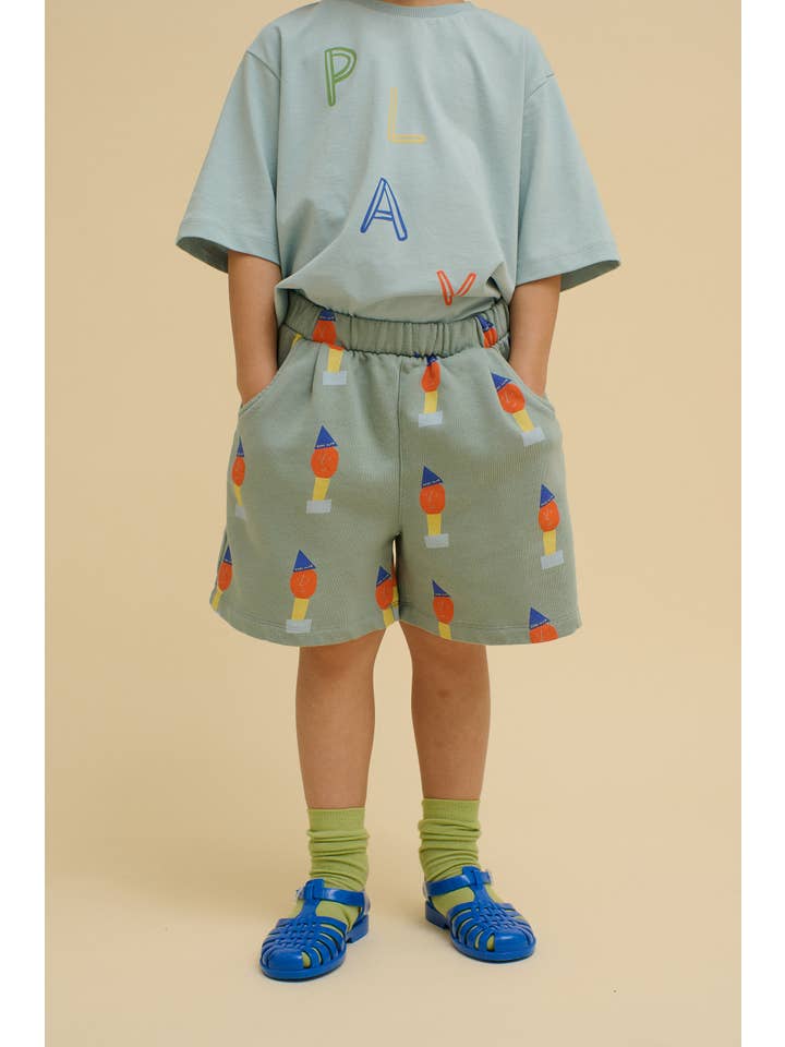 Blue ORGANIC COTTON PLAYFULL SWEATSHORTS for wholesale on Faire