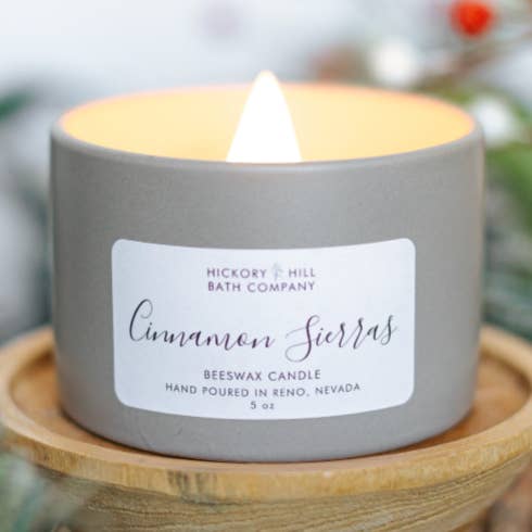 Hickory Hill Bath Company - Wholesale Jar/Filled Candle - Cinnamon Sierras Christmas Winter Beeswax Candle 5oz0