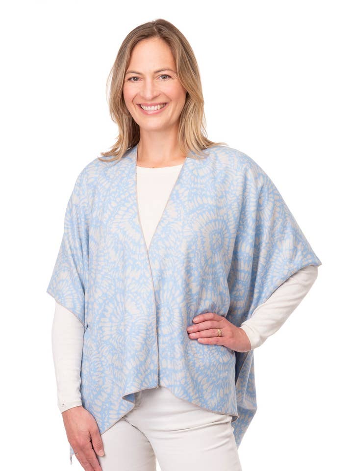 Angelica FB197 - Batik Print Damesjas Blauw voor wholesale door Franchetti Bond