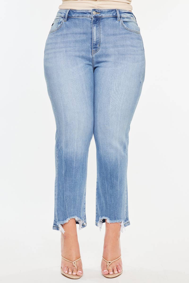 GEMIDDELDE Plus high rise slim crop rechte jeans met medium wassing voor groothandel op Faire5