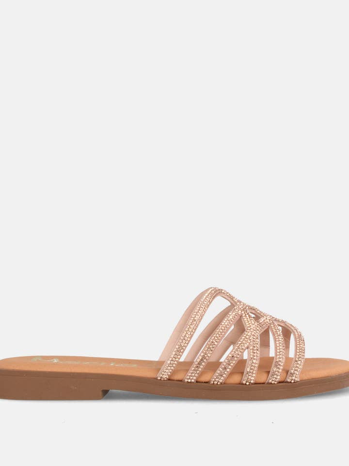 Sandali donna piatti con glitter rosa brillante BRIGHT ROSE OMA per la vendita all'ingrosso da parte di NEOX CALZADOS, S.L.U. (Marila Shoes)