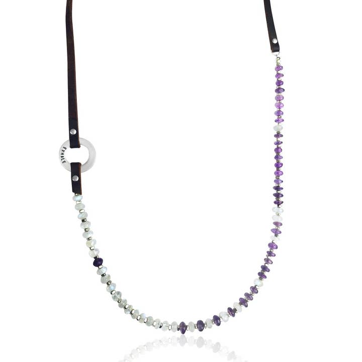 Amethyst & Moonstone Serenity Necklace for New Beginnings with Inhale - Exhale Reminder for wholesale by Gogh Jewelry Design