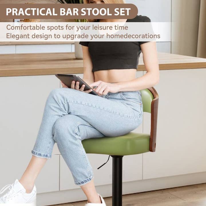 BlakOutlet - Wholesale Stool - Set of 2 Wooden Barstools PU Leather Upholstered Bar Chairs40
