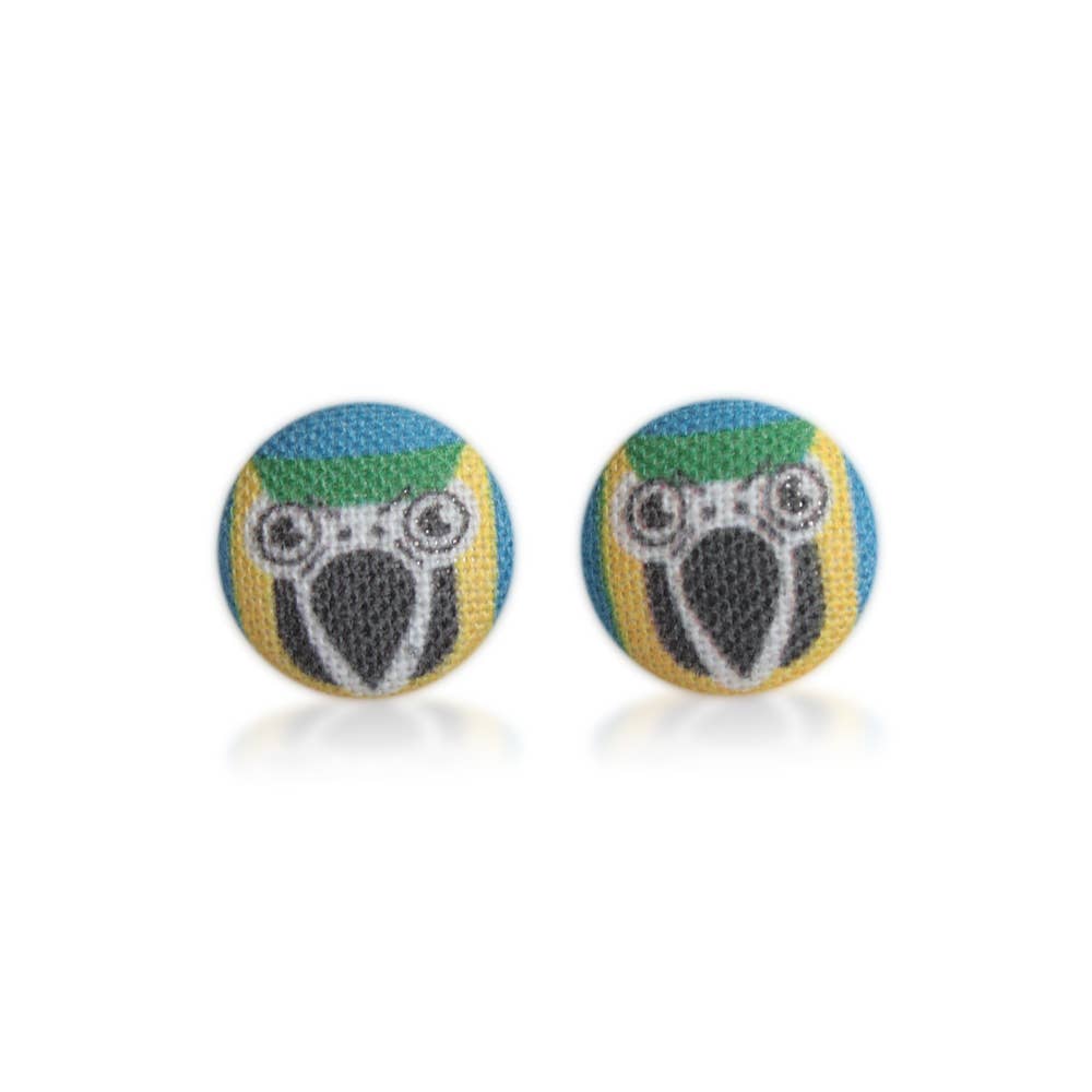 Rachel O's - Wholesale Stud/Post Earrings - Macaw Parrot Fabric Button Earrings4