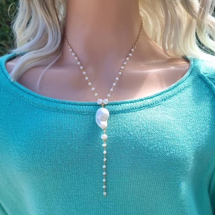 PearlGem Designs - Wholesale Y-neck/lariat necklace - Mira Freshwater Pearl Lariat Necklace1