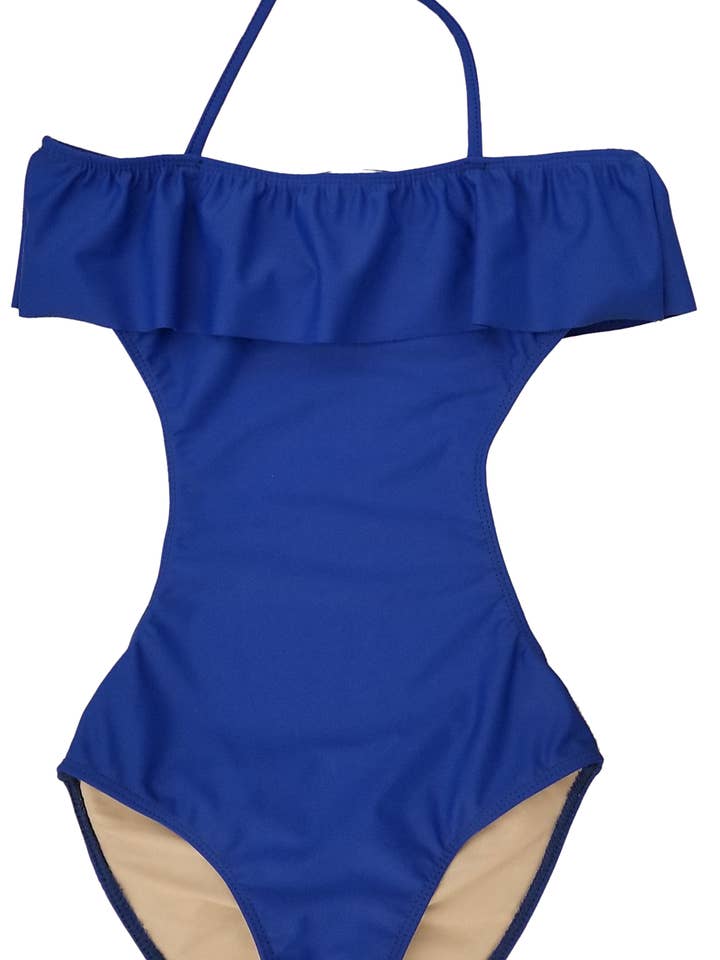 Girls One Piece Ruffle Bathing Suit for wholesale by Cheryl Creations Kids