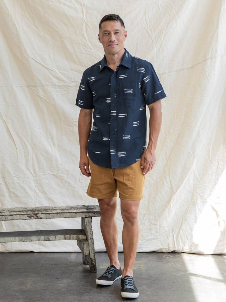 Harbor Slim Shirt / Navy Pacific Herring for wholesale on Faire