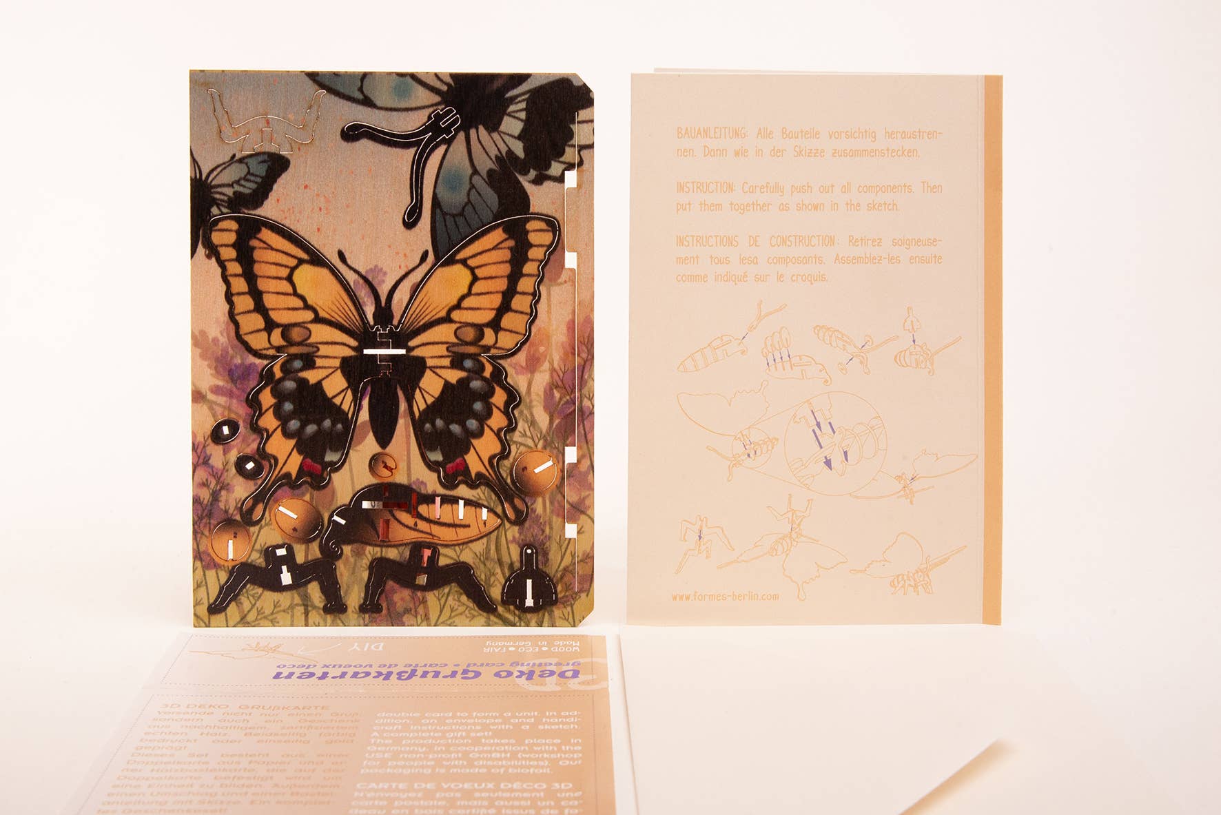 Formes Berlin GbR – Großhandel Bastel-Nähset – Schmetterling 3D Deko Grusskarte5