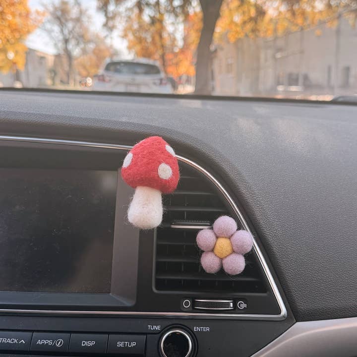 Golden Hour Designs - Wholesale Car Decorative Charm - Women's - Felt Mushroom Car Vent Clip - Diffuser, Cottagecore, Whimsy11